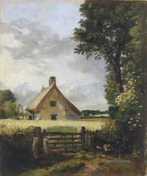 Juan Constable Painting - Una cabaña en un campo de maíz Romántico John Constable